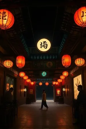 路灯下的辩论 一盏路灯与围站的人群
